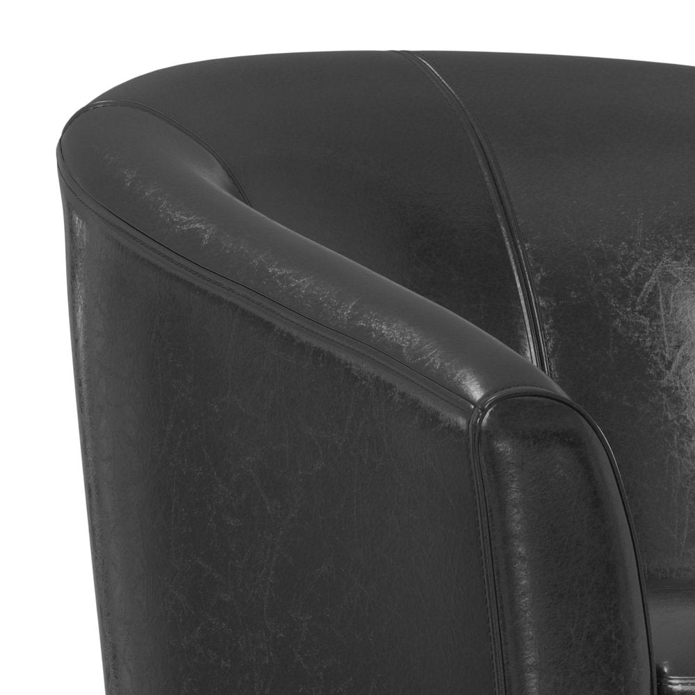 30" Black and Dark Brown Leather Arm Chair HomeRoots