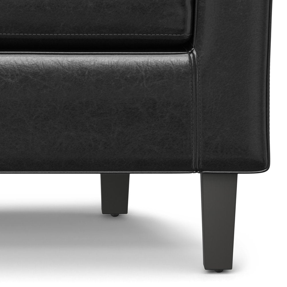 30" Black and Dark Brown Leather Arm Chair HomeRoots