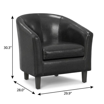 30" Black and Dark Brown Leather Arm Chair HomeRoots