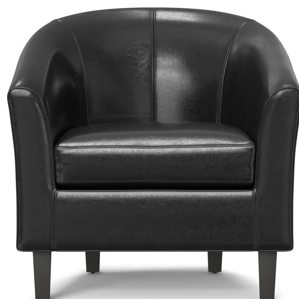 30" Black and Dark Brown Leather Arm Chair HomeRoots
