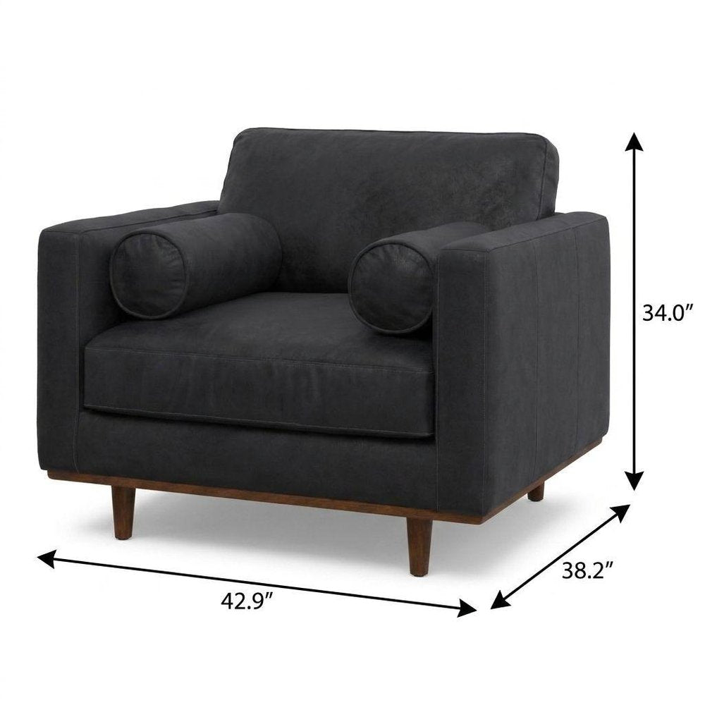 43" Black and Brown Leather Arm Chair HomeRoots