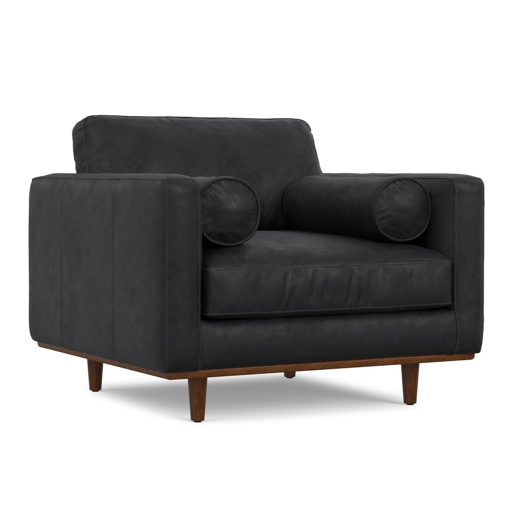 43" Black and Brown Leather Arm Chair HomeRoots