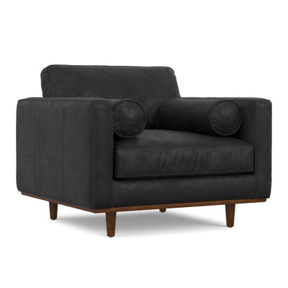 43" Black and Brown Leather Arm Chair HomeRoots