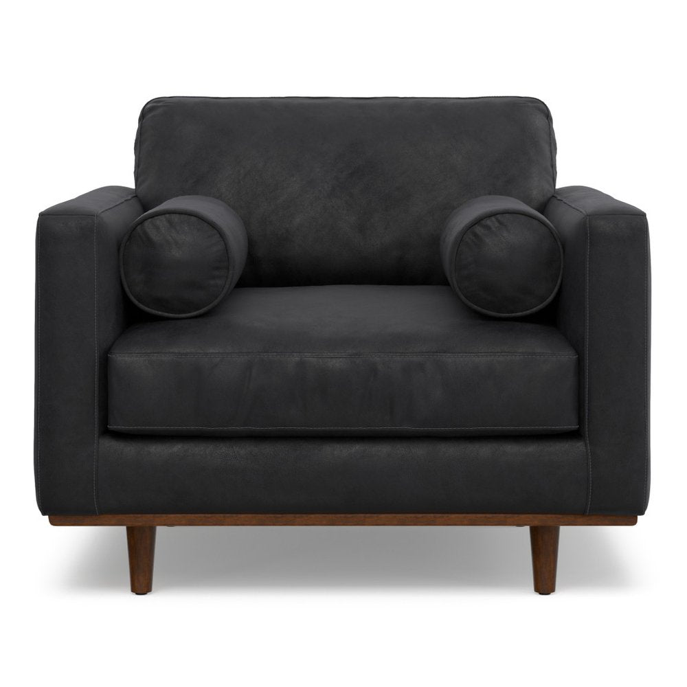 43" Black and Brown Leather Arm Chair HomeRoots