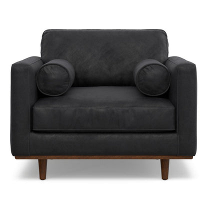 43" Black and Brown Leather Arm Chair HomeRoots