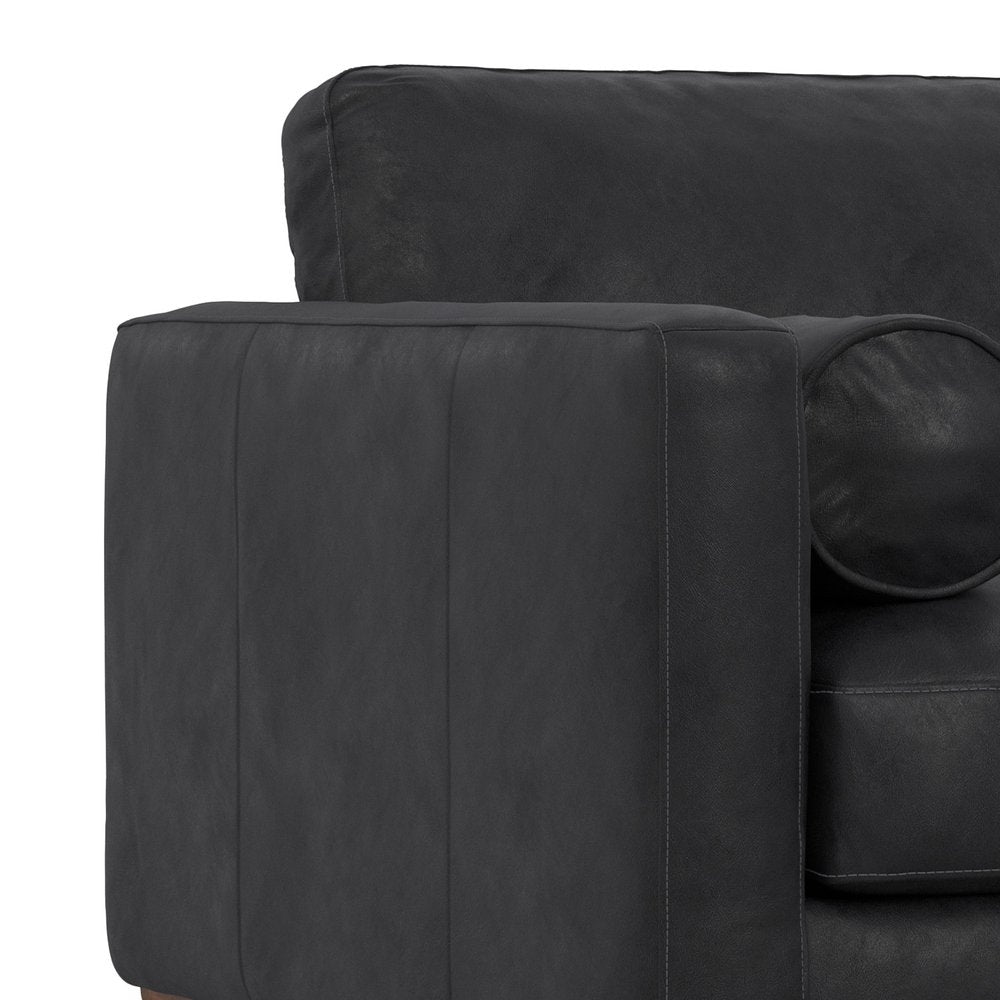43" Black and Brown Leather Arm Chair HomeRoots