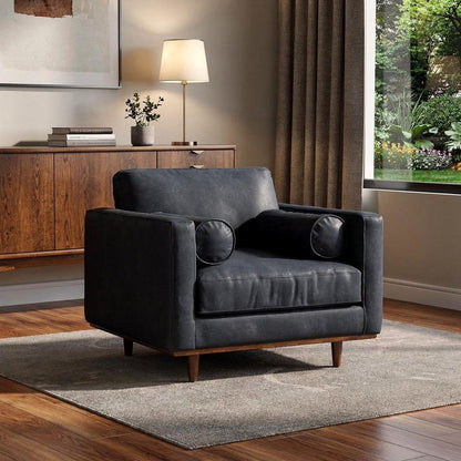 43" Black and Brown Leather Arm Chair HomeRoots