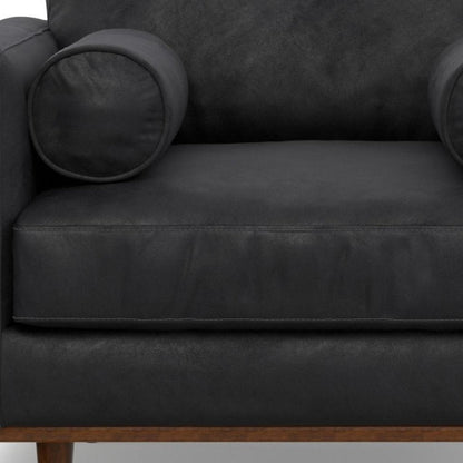 43" Black and Brown Leather Arm Chair HomeRoots