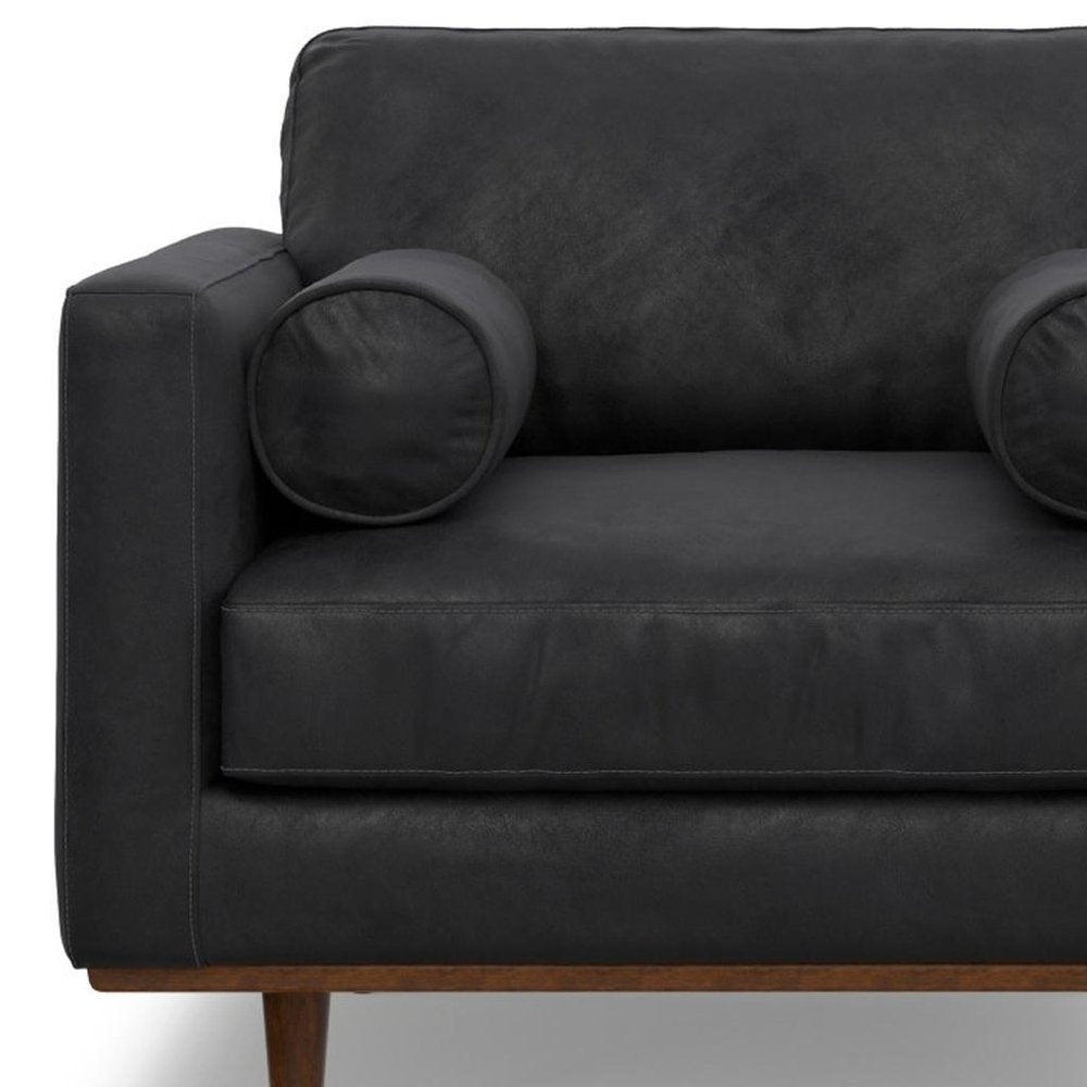 43" Black and Brown Leather Arm Chair HomeRoots