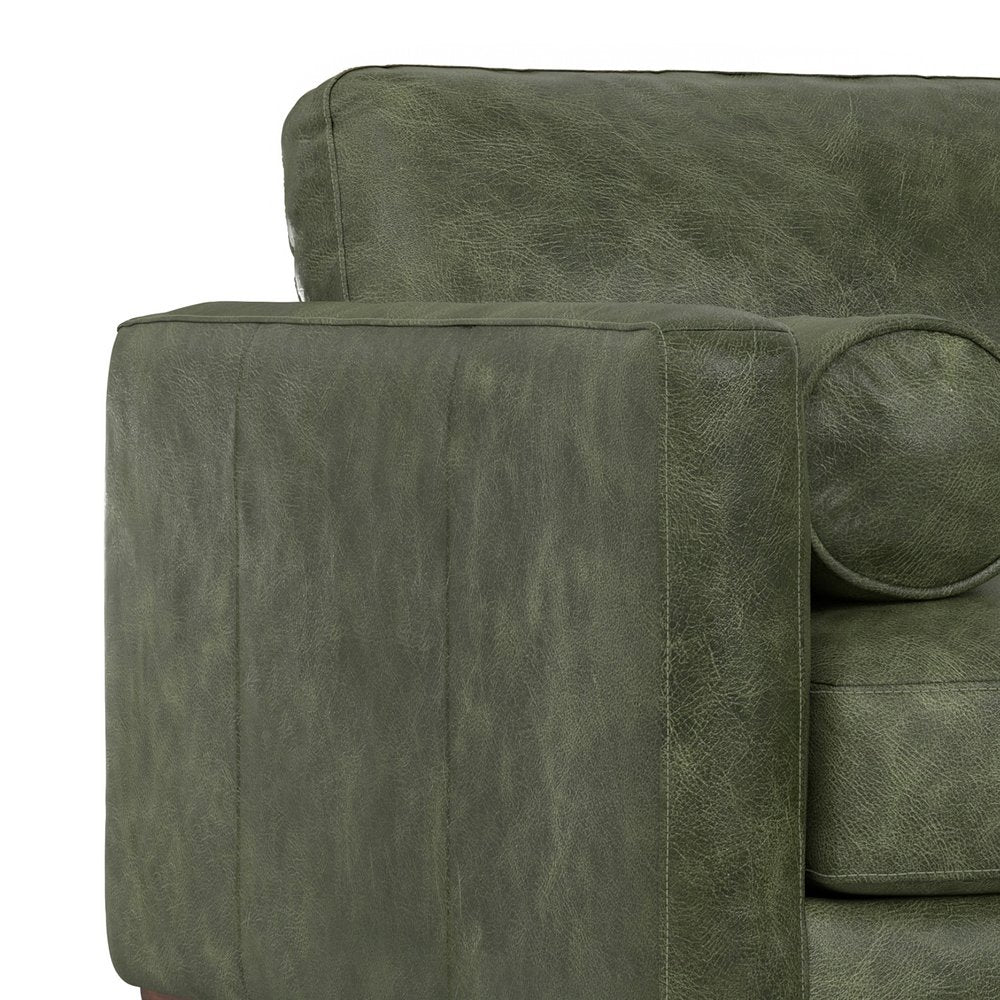 43" Green and Brown Leather Arm Chair HomeRoots