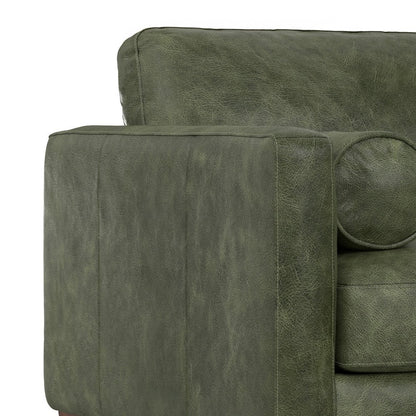 43" Green and Brown Leather Arm Chair HomeRoots
