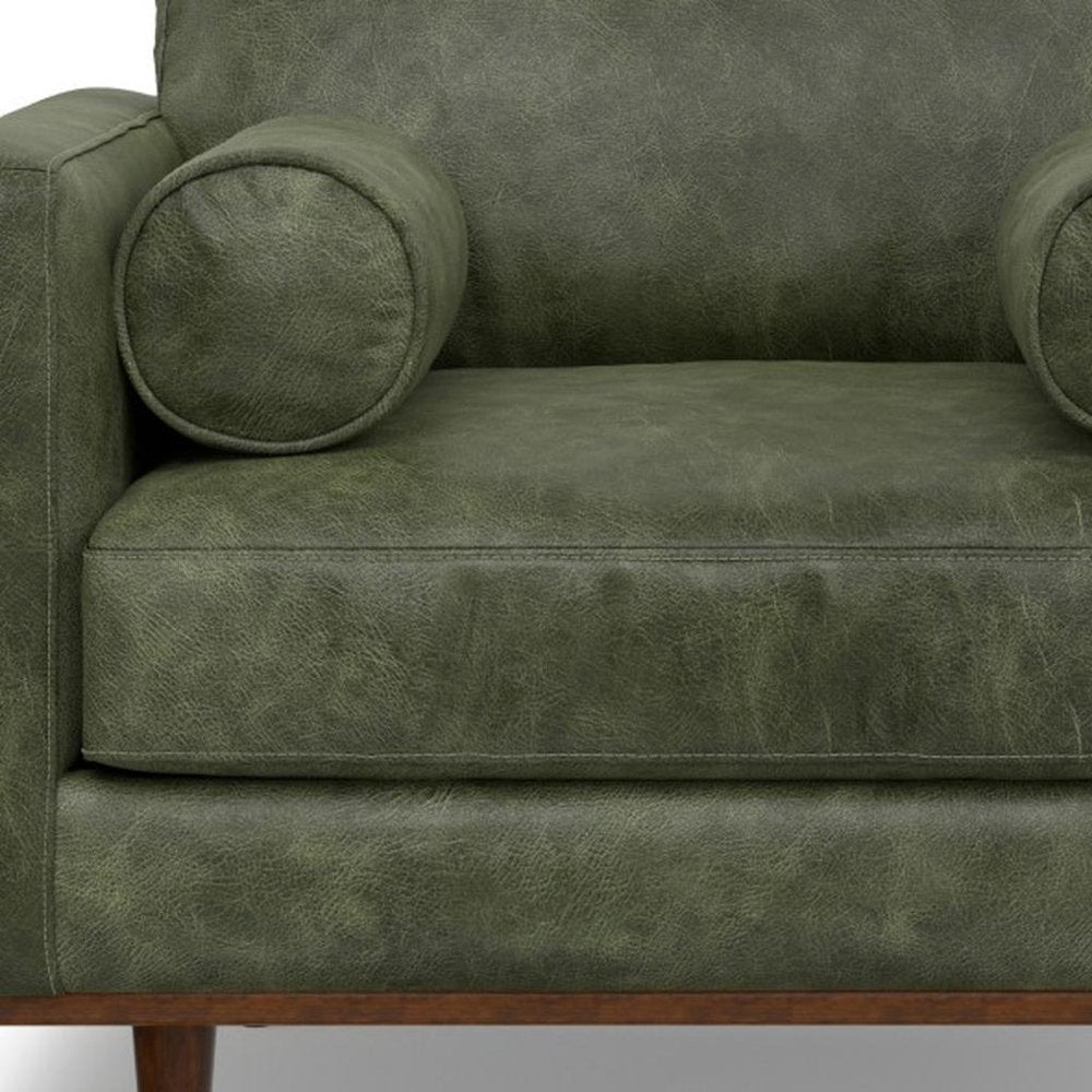 43" Green and Brown Leather Arm Chair HomeRoots