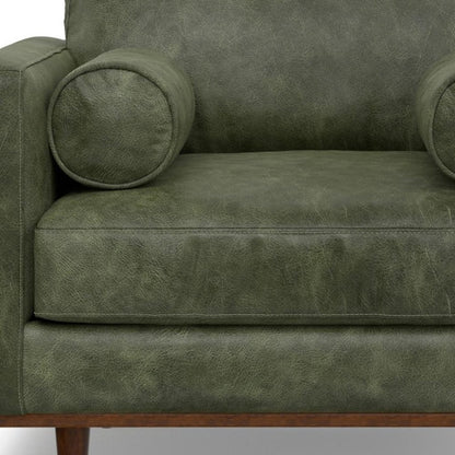 43" Green and Brown Leather Arm Chair HomeRoots
