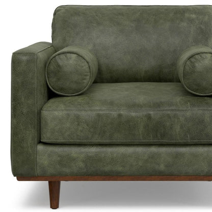 43" Green and Brown Leather Arm Chair HomeRoots