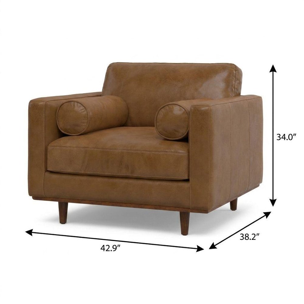 43" Brown Leather Arm Chair HomeRoots
