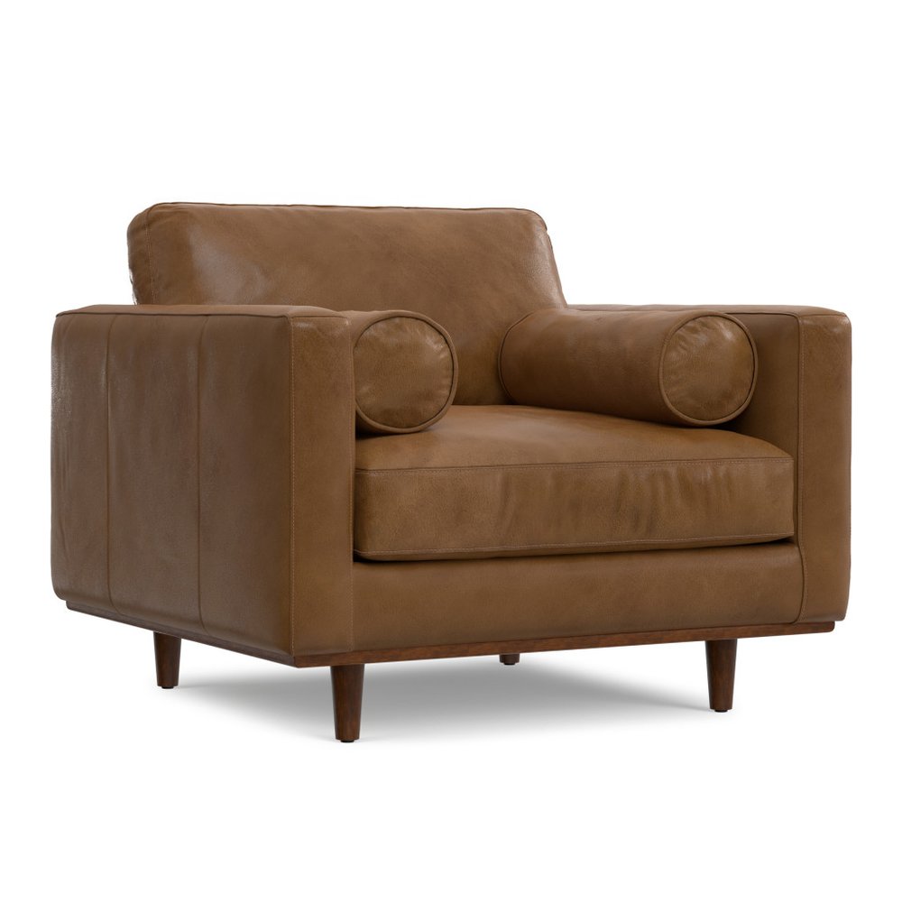 43" Brown Leather Arm Chair HomeRoots