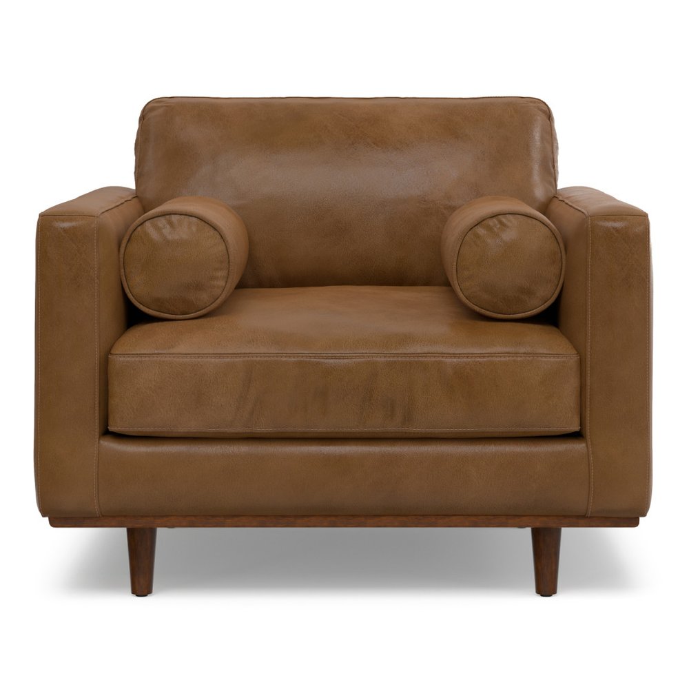 43" Brown Leather Arm Chair HomeRoots