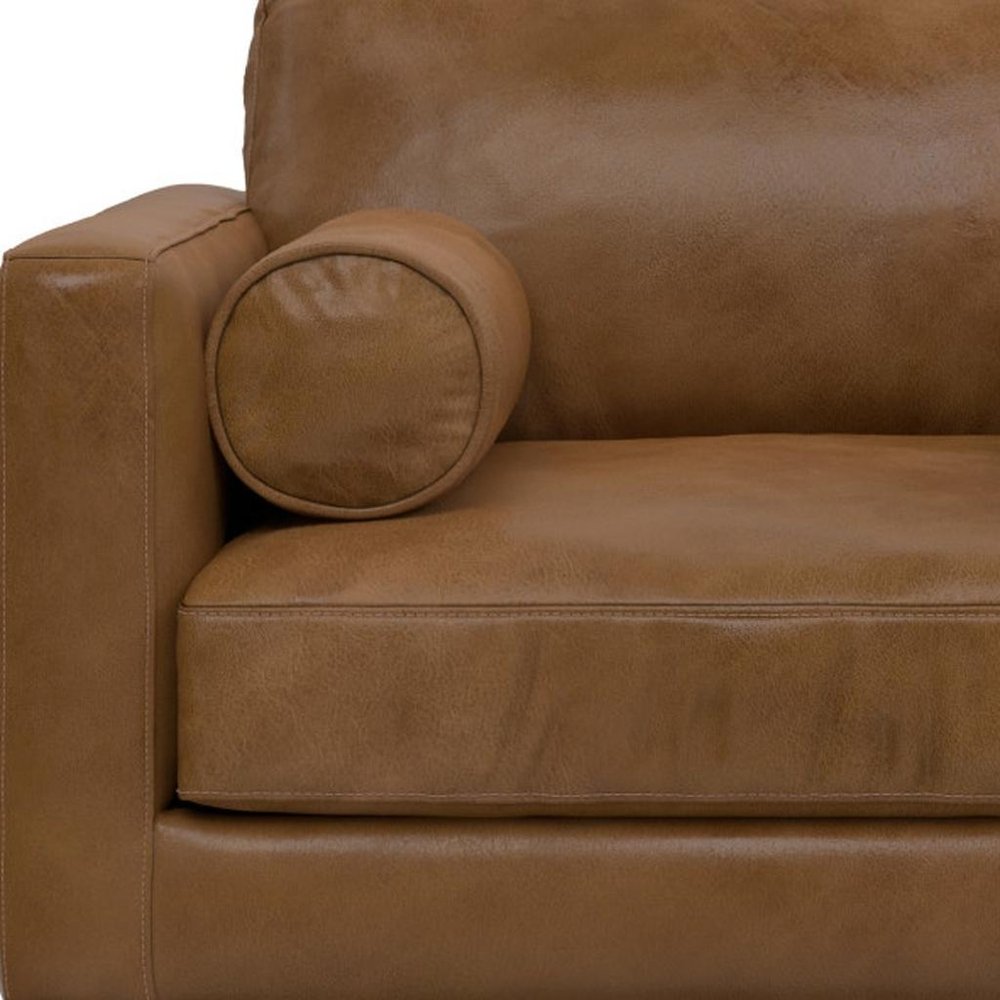 43" Brown Leather Arm Chair HomeRoots