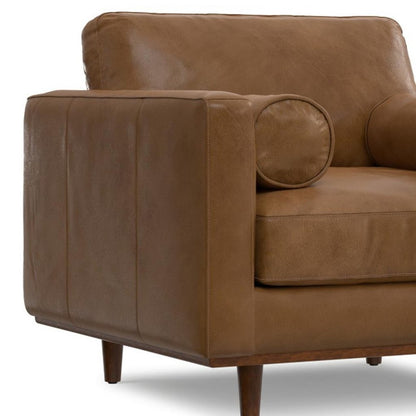 43" Brown Leather Arm Chair HomeRoots