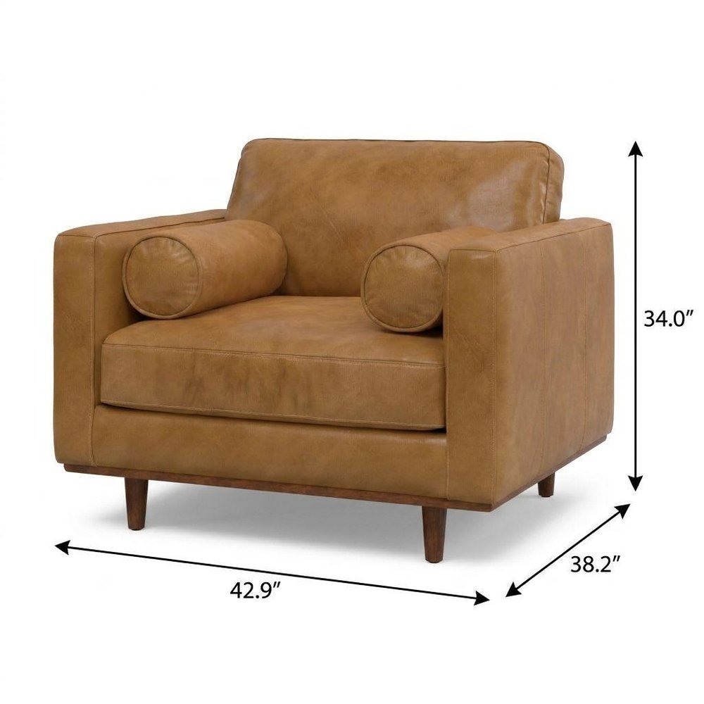 43" Brown Leather Arm Chair HomeRoots