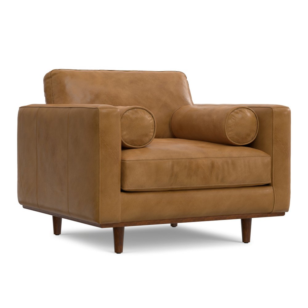 43" Brown Leather Arm Chair HomeRoots