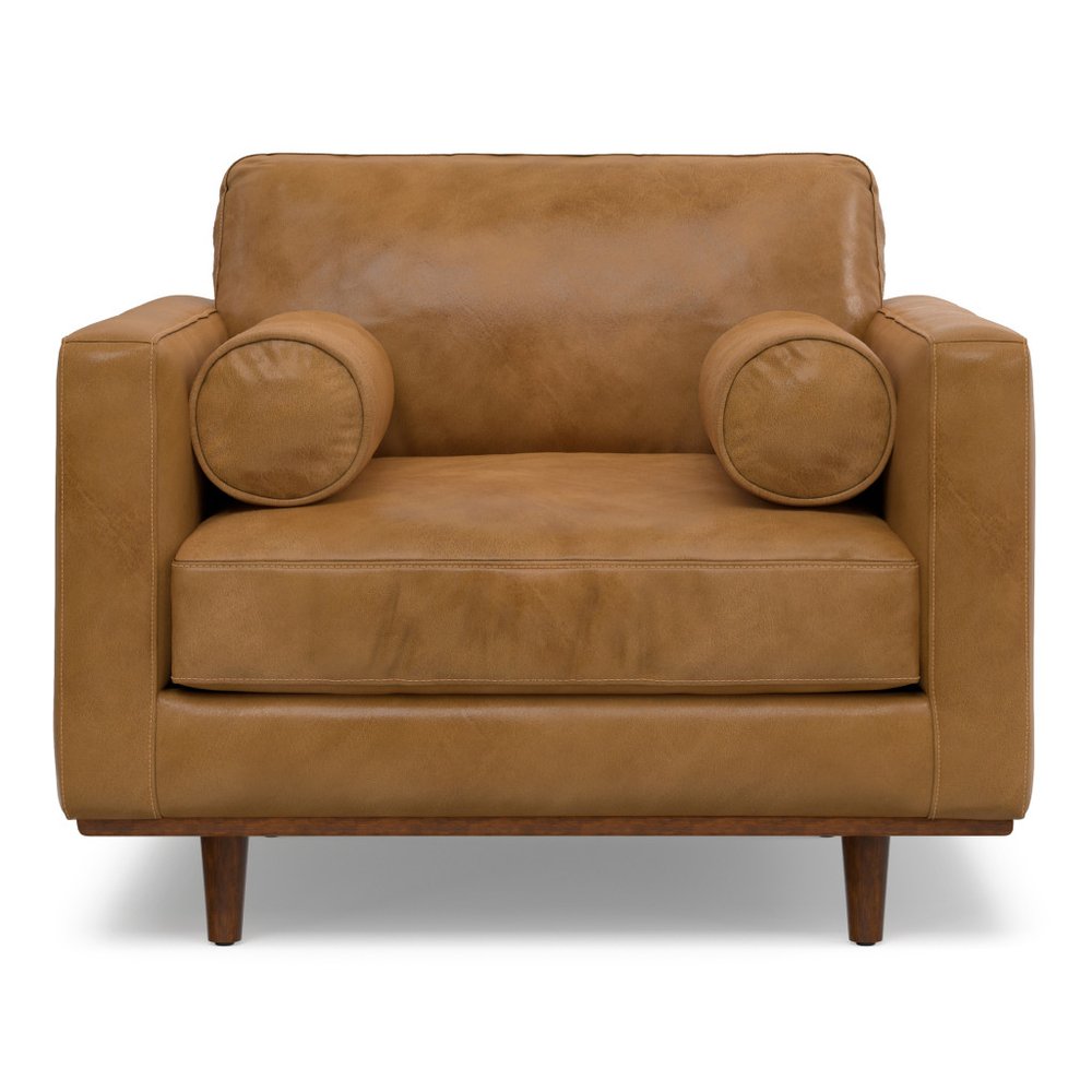 43" Brown Leather Arm Chair HomeRoots