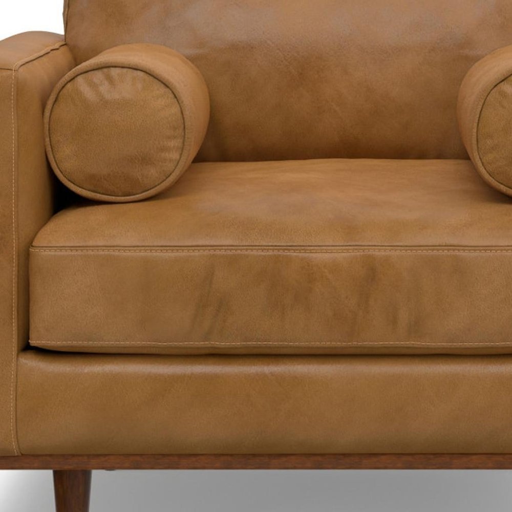 43" Brown Leather Arm Chair HomeRoots