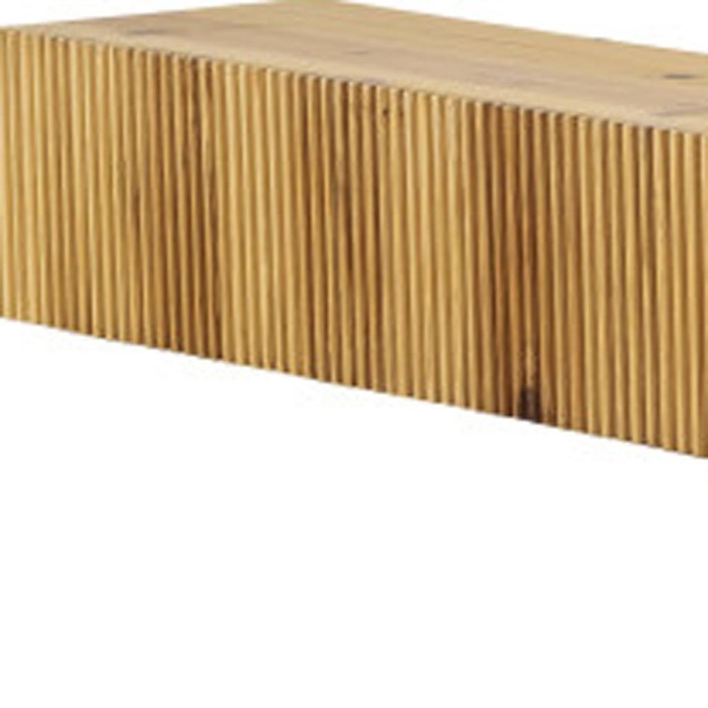 59" Natural Ribbed Texture Solid Wood Wall Mounted Mantel Floating Shelf — view 4