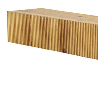 59" Natural Ribbed Texture Solid Wood Wall Mounted Mantel Floating Shelf HomeRoots
