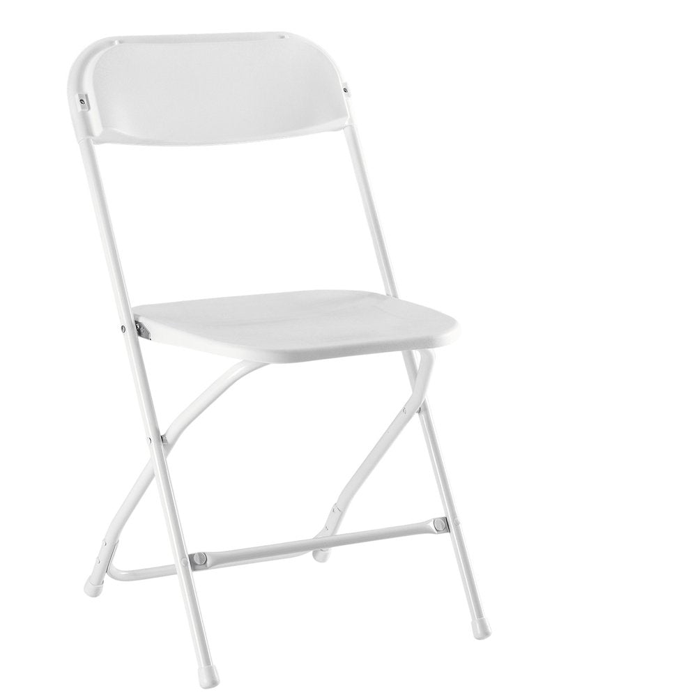 Set of Four White Metal Outdoor Folding Stacking Dining Chairs HomeRoots