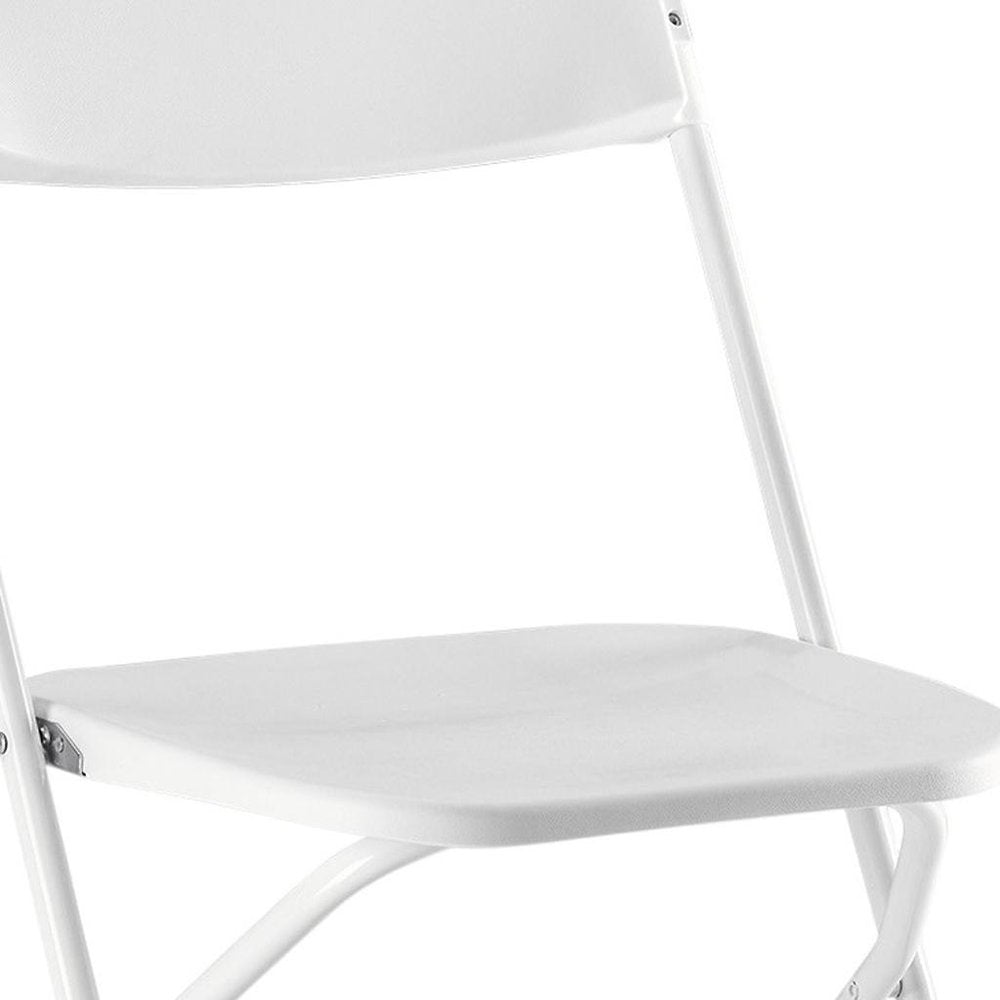 Set of Four White Metal Outdoor Folding Stacking Dining Chairs HomeRoots