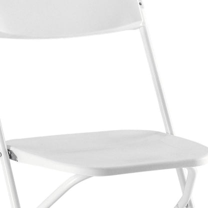 Set of Four White Metal Outdoor Folding Stacking Dining Chairs HomeRoots