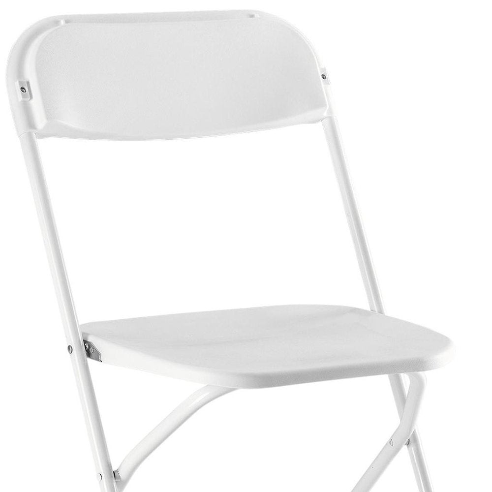 Set of Four White Metal Outdoor Folding Stacking Dining Chairs HomeRoots