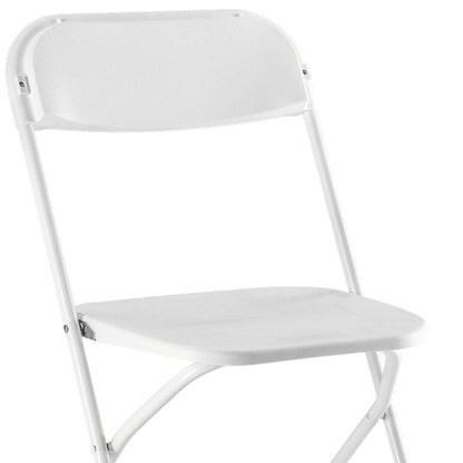 Set of Four White Metal Outdoor Folding Stacking Dining Chairs HomeRoots