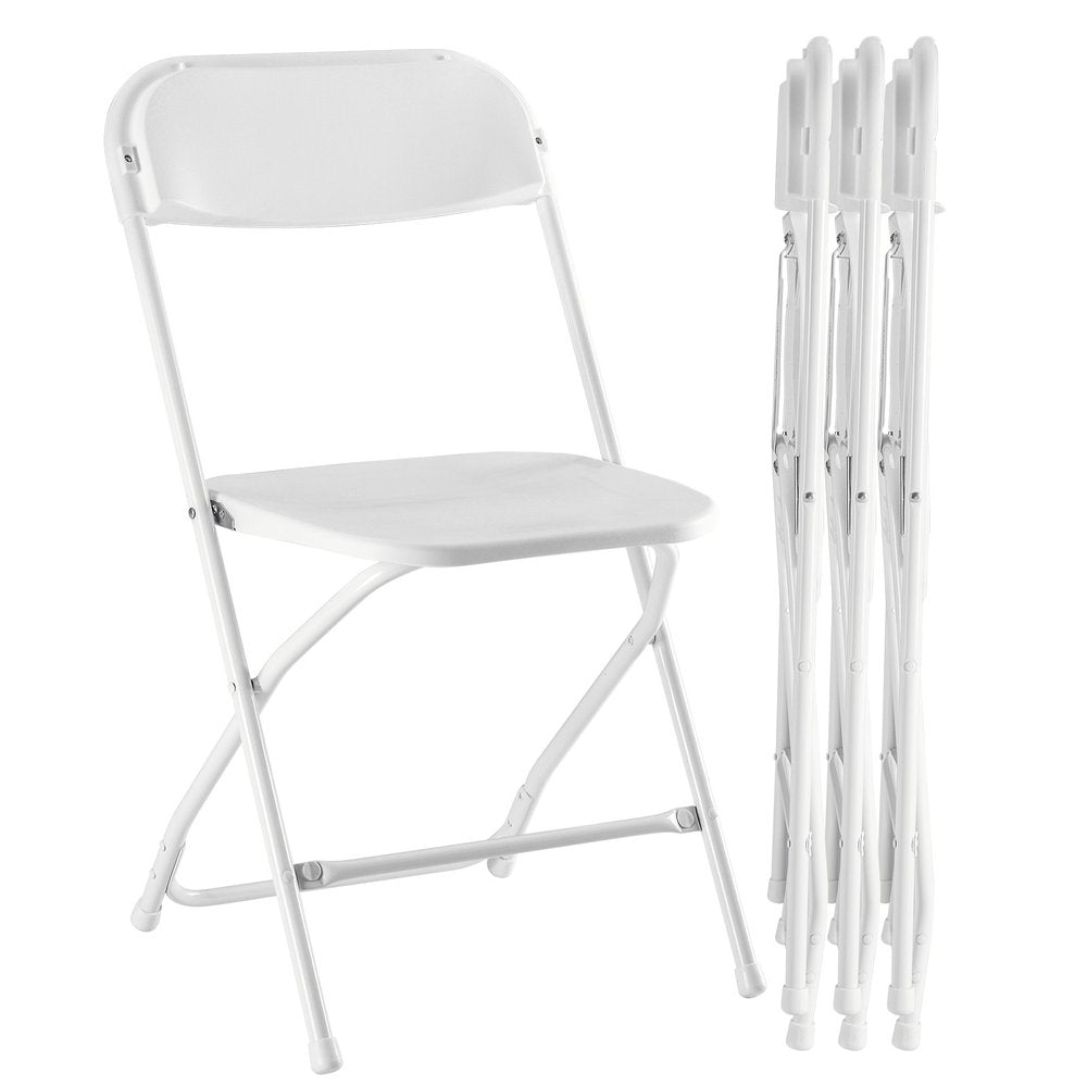 Set of Four White Metal Outdoor Folding Stacking Dining Chairs HomeRoots