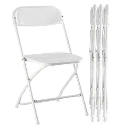 Set of Four White Metal Outdoor Folding Stacking Dining Chairs HomeRoots