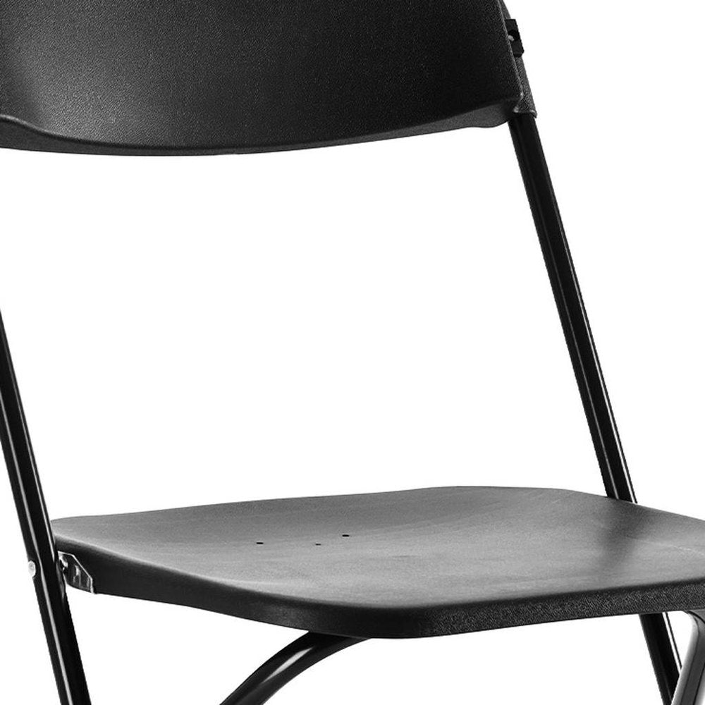 Set of Four Black Metal Outdoor Folding Stacking Dining Chairs HomeRoots
