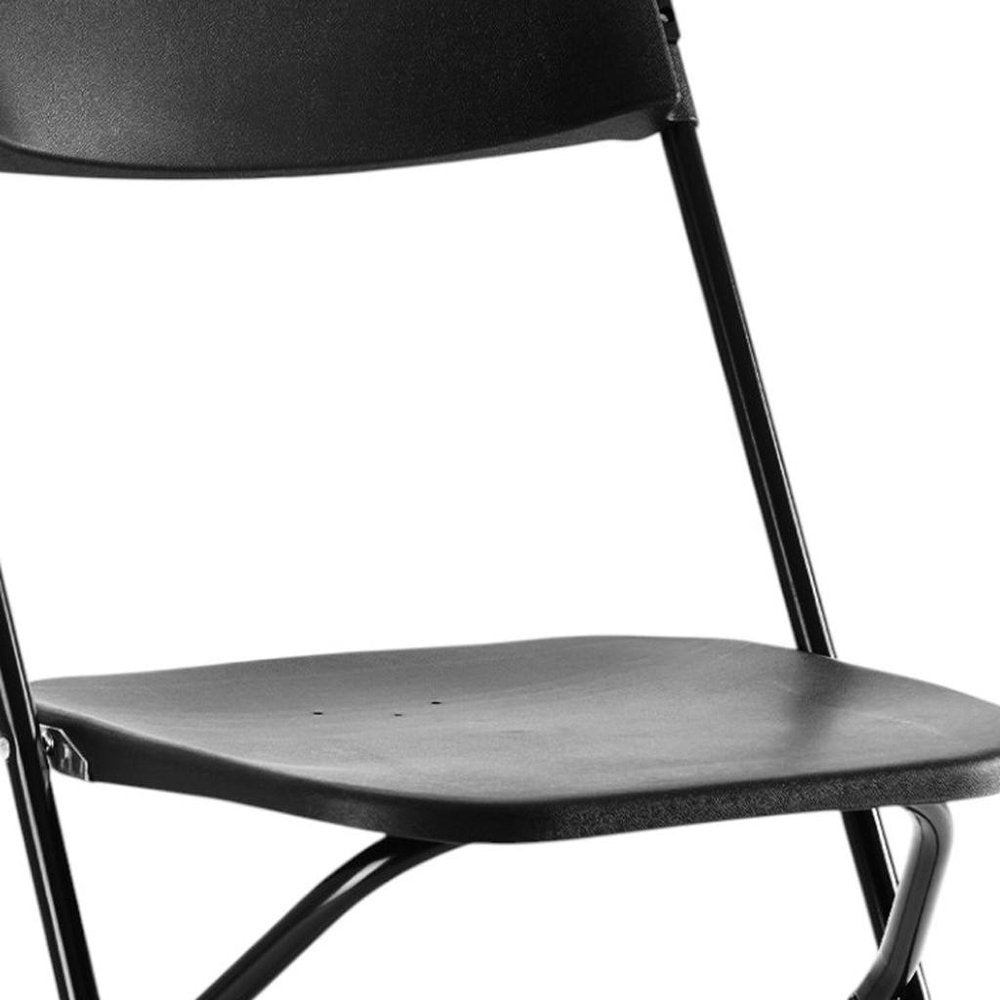 Set of Four Black Metal Outdoor Folding Stacking Dining Chairs HomeRoots