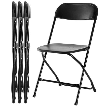 Set of Four Black Metal Outdoor Folding Stacking Dining Chairs HomeRoots