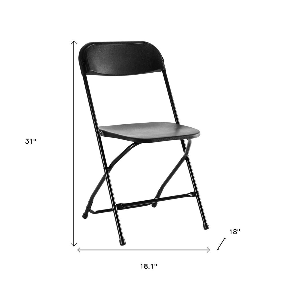 Set of Four Black Metal Outdoor Folding Stacking Dining Chairs HomeRoots