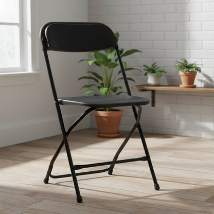 Set of Six Black Metal Outdoor Folding Stacking Dining Chairs HomeRoots