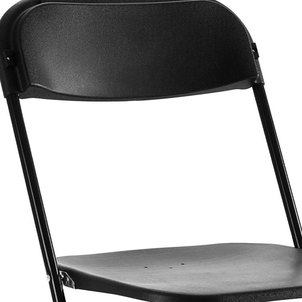 Set of Six Black Metal Outdoor Folding Stacking Dining Chairs HomeRoots