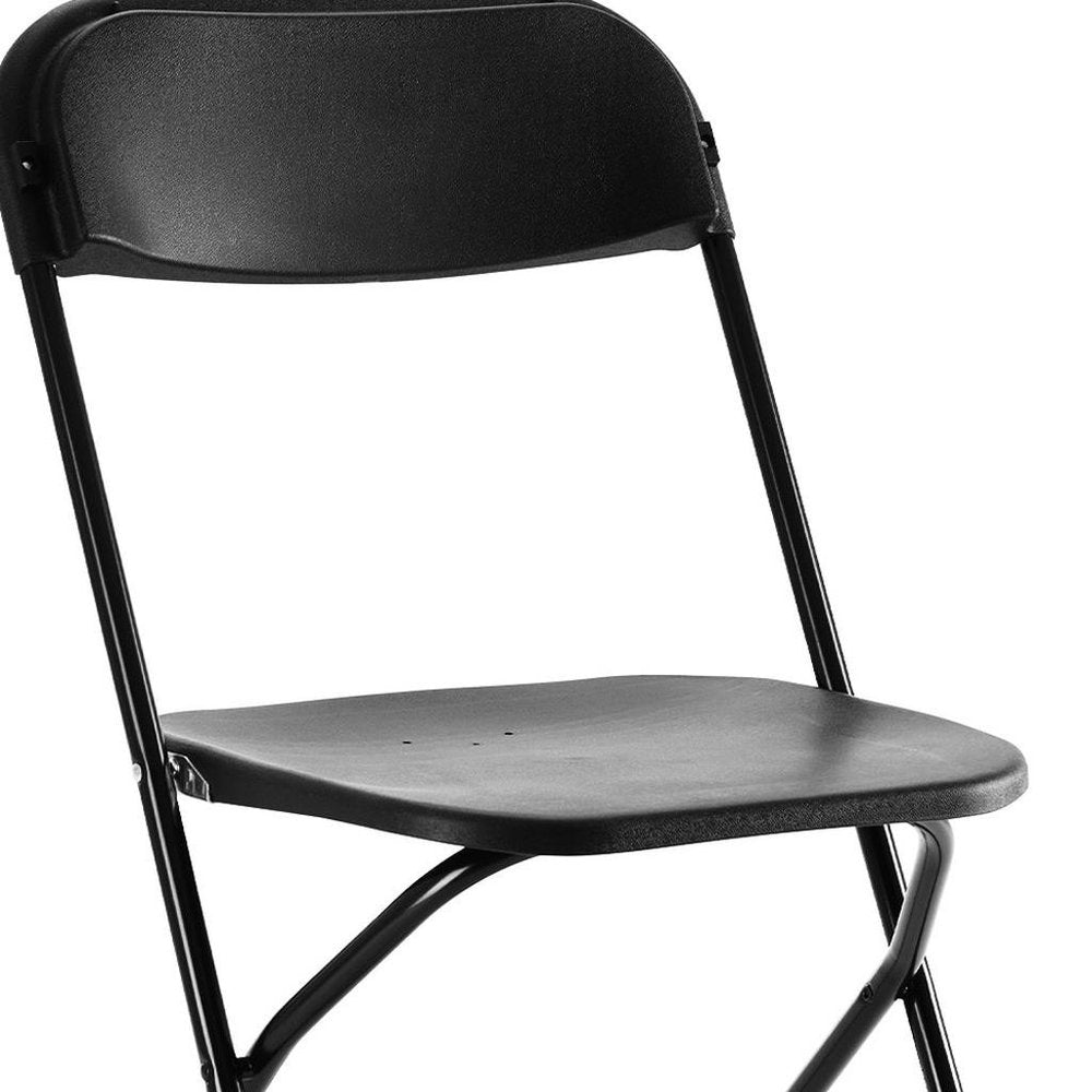 Set of Six Black Metal Outdoor Folding Stacking Dining Chairs HomeRoots