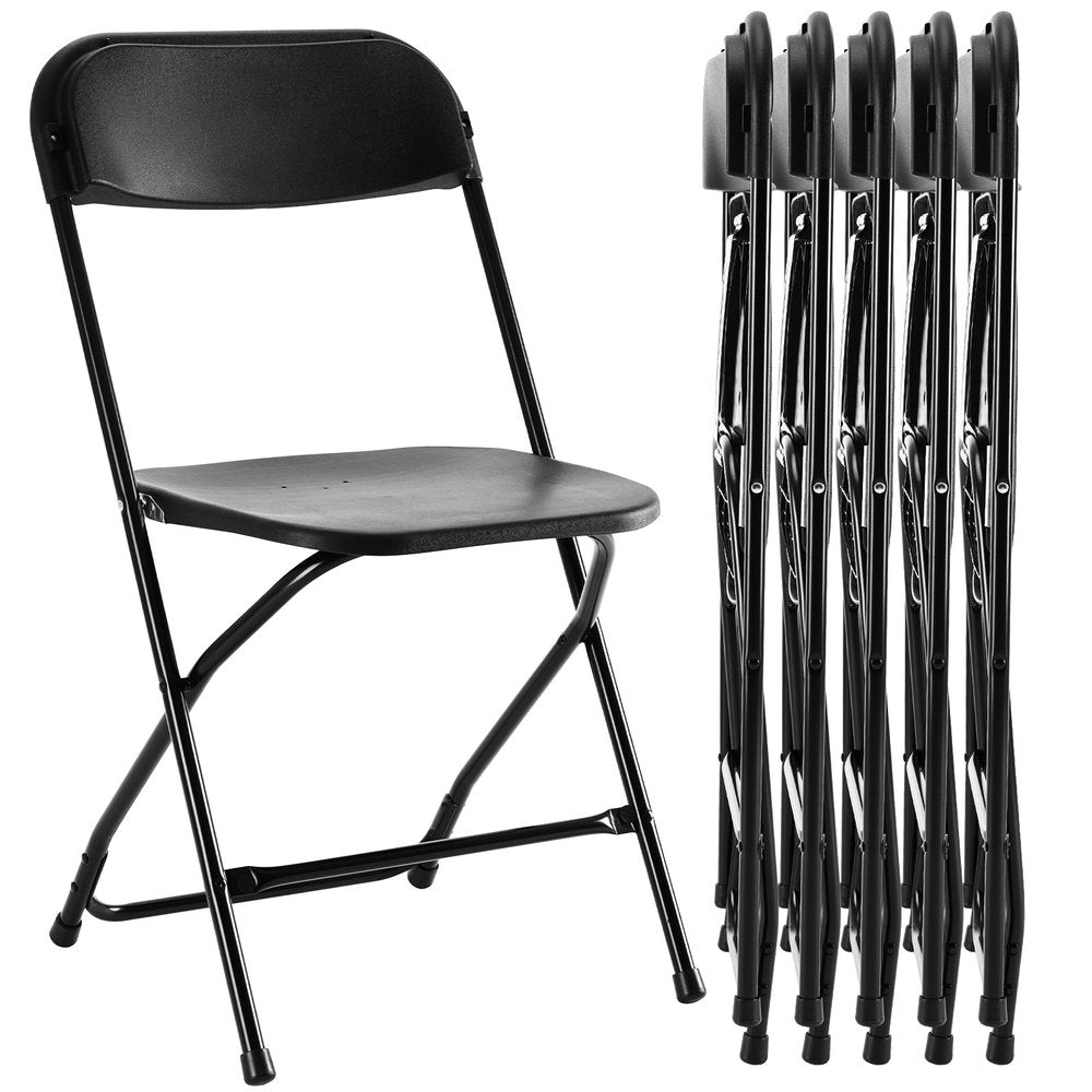 Set of Six Black Metal Outdoor Folding Stacking Dining Chairs HomeRoots