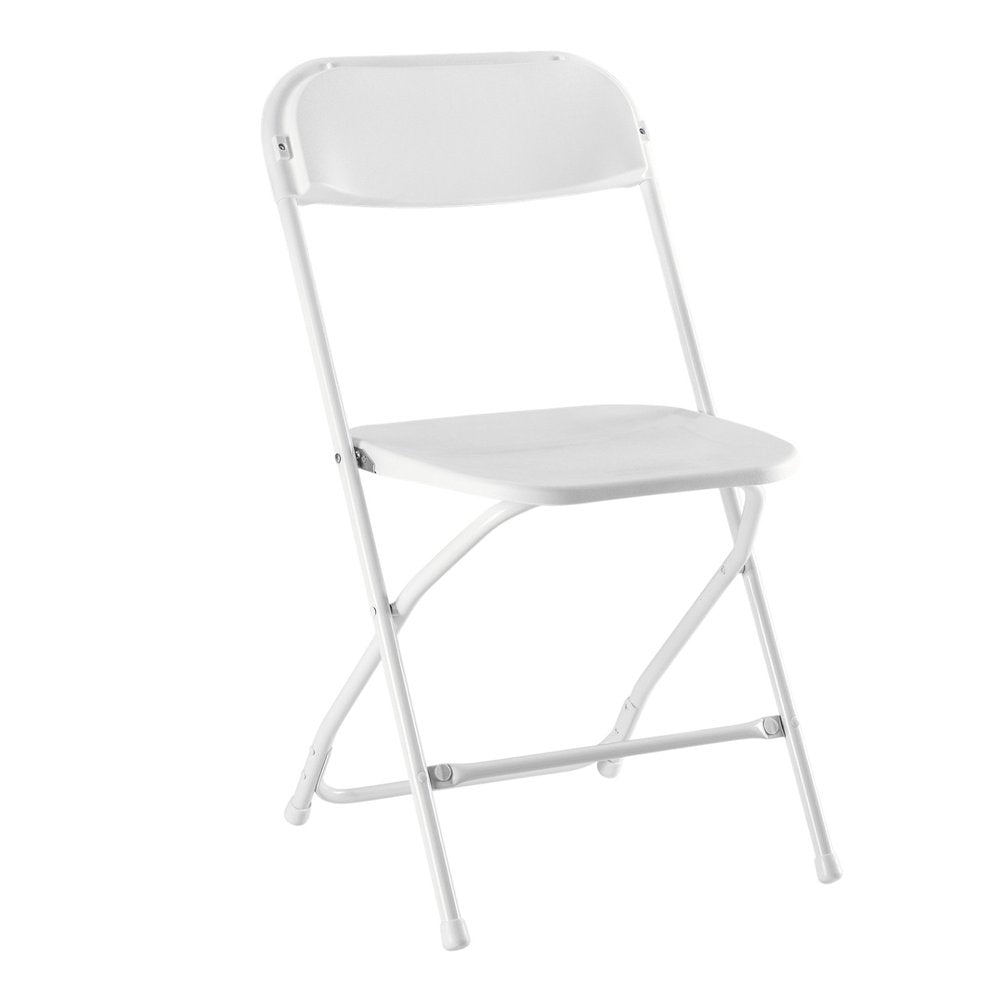 Set of Six White Metal Outdoor Folding Stacking Dining Chairs HomeRoots
