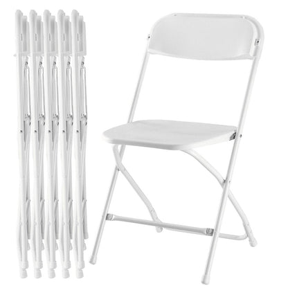 Set of Six White Metal Outdoor Folding Stacking Dining Chairs HomeRoots