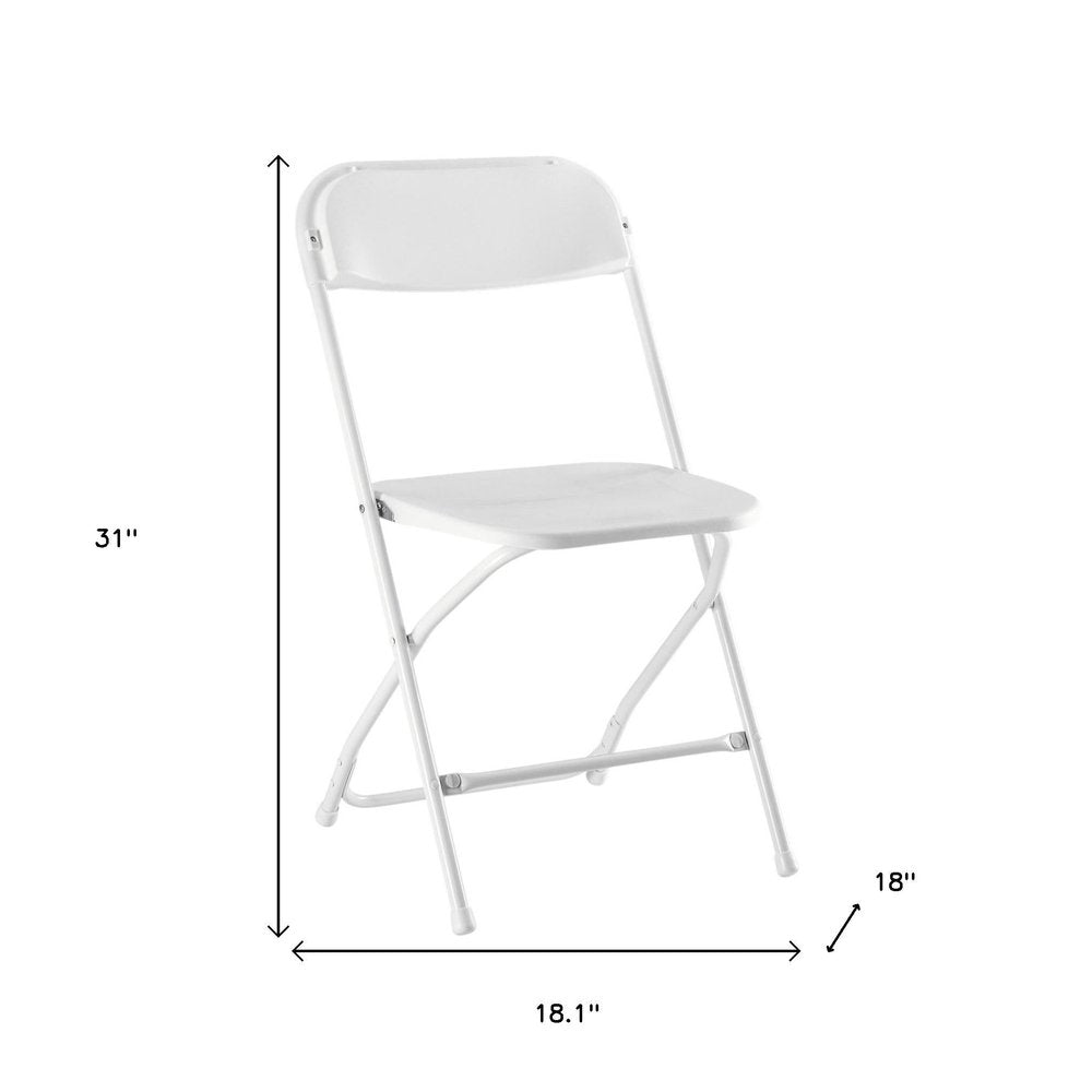 Set of Six White Metal Outdoor Folding Stacking Dining Chairs HomeRoots