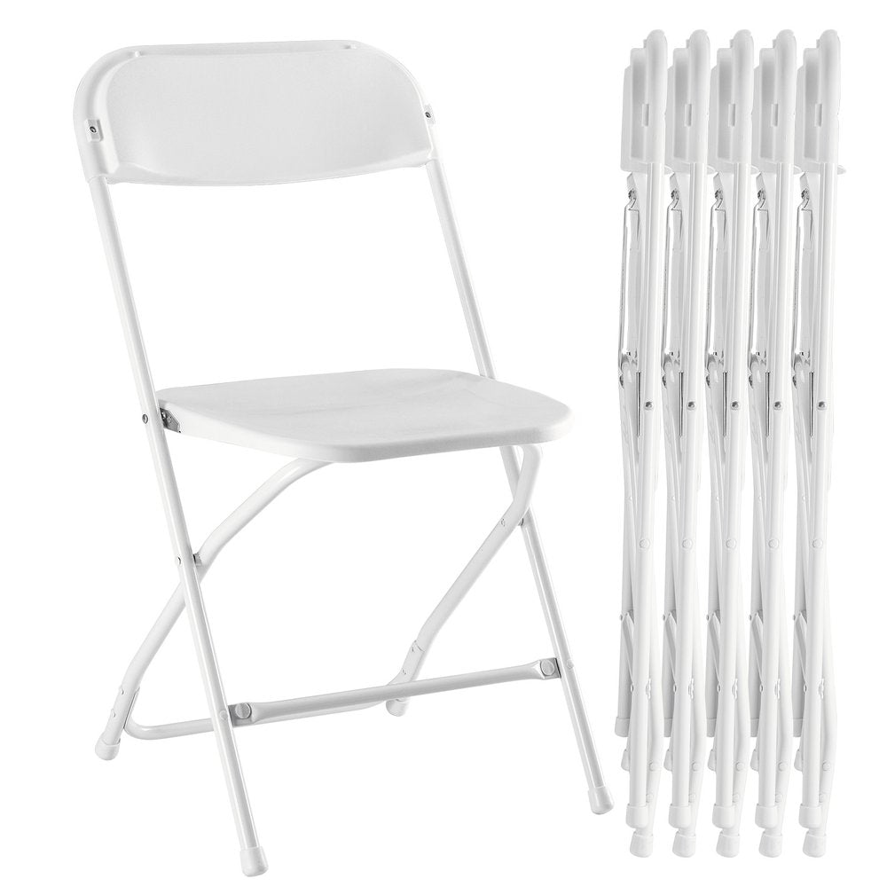 Set of Six White Metal Outdoor Folding Stacking Dining Chairs HomeRoots