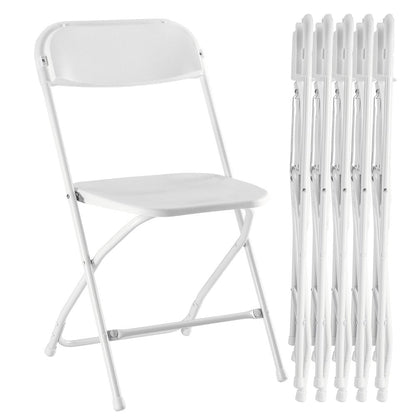 Set of Six White Metal Outdoor Folding Stacking Dining Chairs HomeRoots