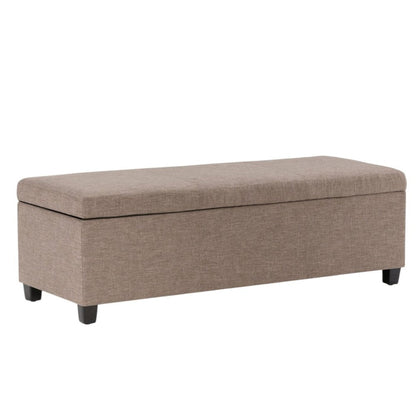 48" Denim Blue And Dark Brown Faux Leather And Solid Wood Upholstered Storage Bench With Flip Top HomeRoots